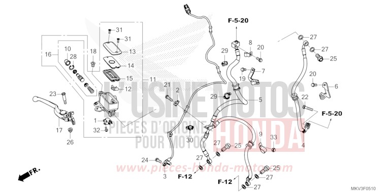 FRONT BRAKE MASTER CYLINDER for Forza 750 CANDY CHROMOSPHERE RED (R381) from 2024